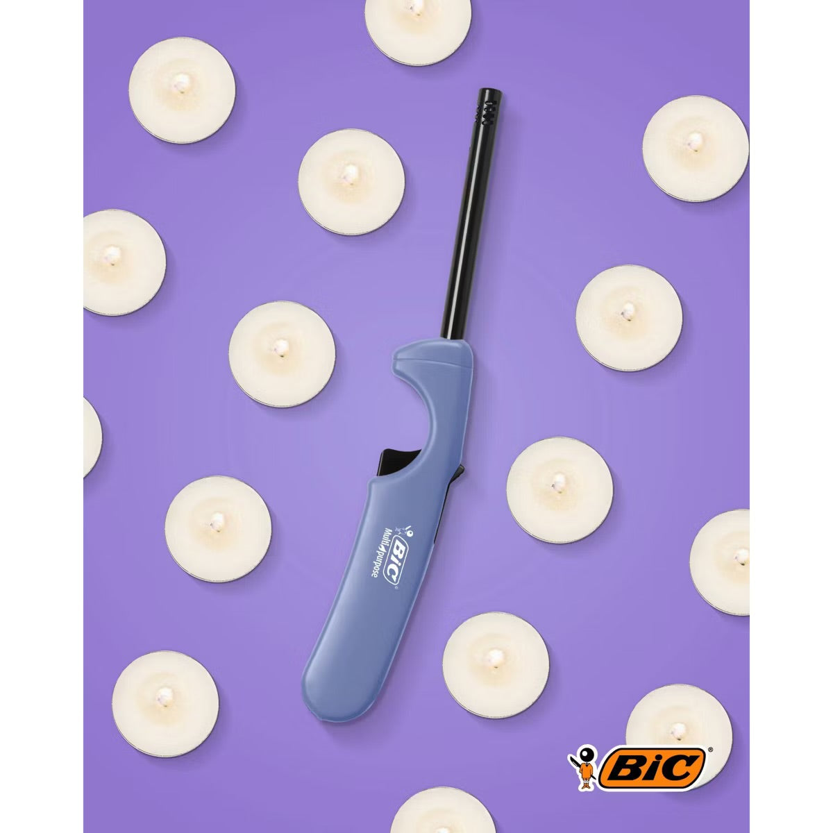 2pk Combo Candle Edition Multi-Purpose & Flex Wand Lighter Blue/Purple - BiC: Safe, Child-Resistant, Butane Power