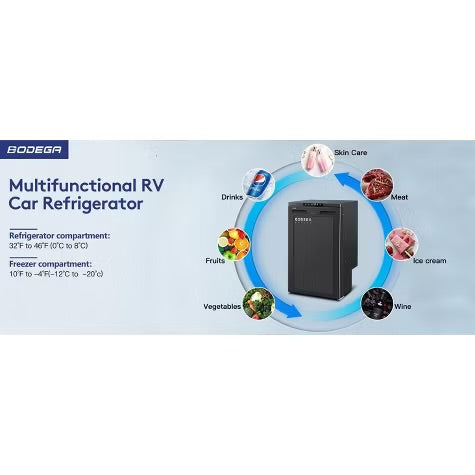 83L RV Refrigerator,Refrigeration range (-4℉-46℉),3 levels((H/M/L)) of battery protection, mini fridge for camping,APP Control, picnics, road trips