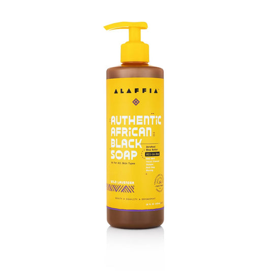 Alaffia Authentic All-in-One African Black Soap - Wild Lavender - 16 fl oz