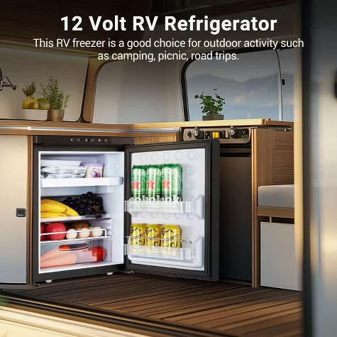 45L RV Refrigerator,APP Control,Refrigeration range (-4℉-46℉),3 levels((H/M/L)) of battery protection, mini fridge for camping, picnics, road trips