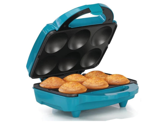 Holstein Housewares Non-Stick Cupcake Maker, Teal - Makes 6 Cupcakes, Muffins, Cinnamon Buns - Birthdays, Holidays, and More