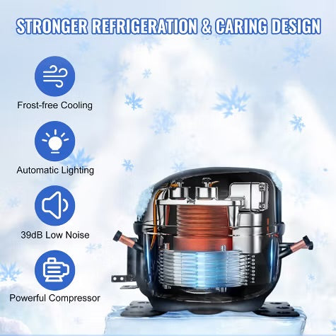 VEVOR 24 inch Undercounter Refrigerator, 2 Drawer Refrigerator with Different Temperature, 4.87 Cu.ft, Waterproof Under Counter Freezer Fridge