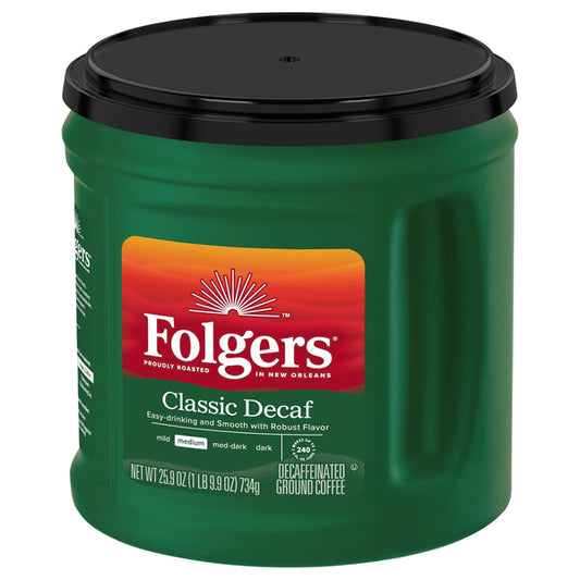 Decaffeinated Ground Coffee from Folgers.