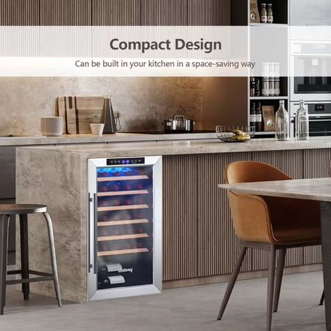 Costway 20 Inch Cooler Refrigerator for 33 Bottles with Tempered Glass Door