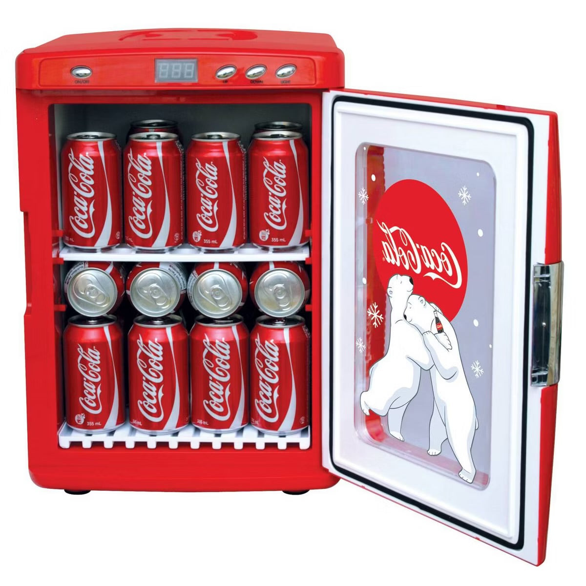 Coca-Cola Polar Bear 28 Can Cooler/Warmer 12V DC 110V AC Mini Fridge - Red: Countertop Beverage Refrigerator, Thermoelectric