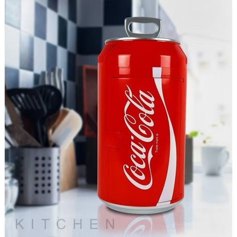 Coca-Cola 8 Can Portable Mini Fridge 12V DC 110V AC 5.4L Cooler - Red: Skincare & Beverage Thermoelectric Refrigerator