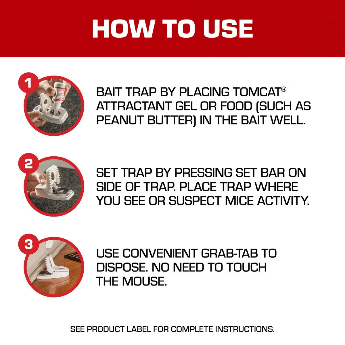 Tomcat 2pk Press 'N Set Mouse Trap: Easy-to-Use, No Assembly Required, Indoor & Outdoor Rodent Control