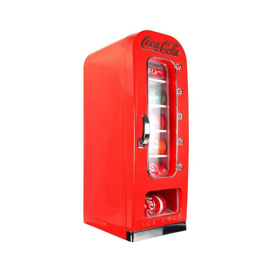 Coca-Cola Vending Machine Mini Fridge 12V DC 110V AC 10 Can Cooler - Red: Countertop Beverage Refrigerator, Thermoelectric