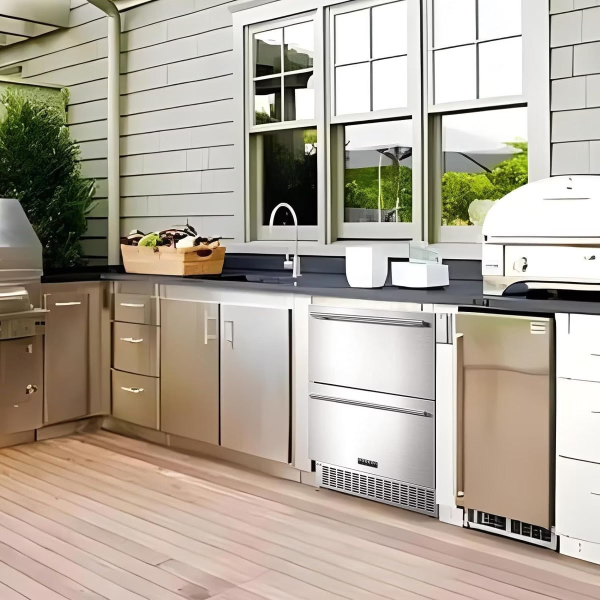 24-inch fridge,149 Cans,Stainless Steel Door,LED light,Adjustable shelves,Quiet Compressor,Double Drawer Cooler,Air Defrost System