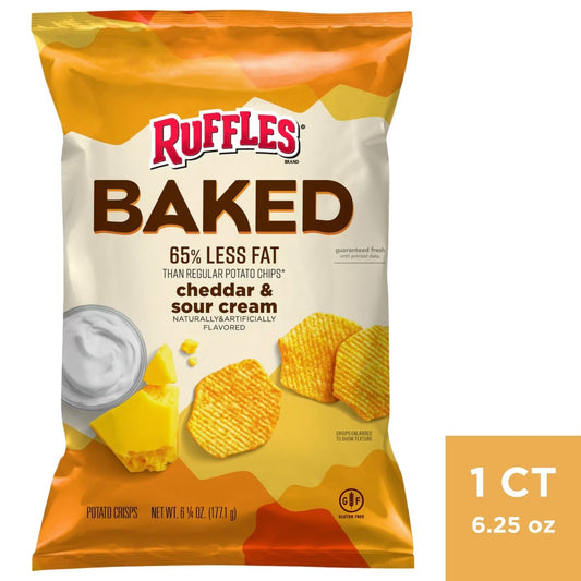 Ruffles Oven Baked Cheddar & Sour Cream Potato Chips - 6.25oz