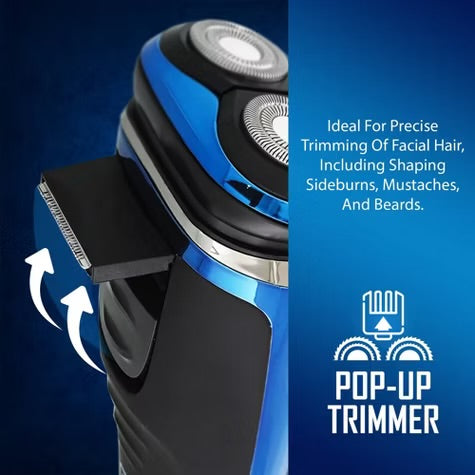 Barbasol LCD Display Wet and Dry 3 Head Rechargeable Rotary Shaver with Pop Up Trimmer - 2ct