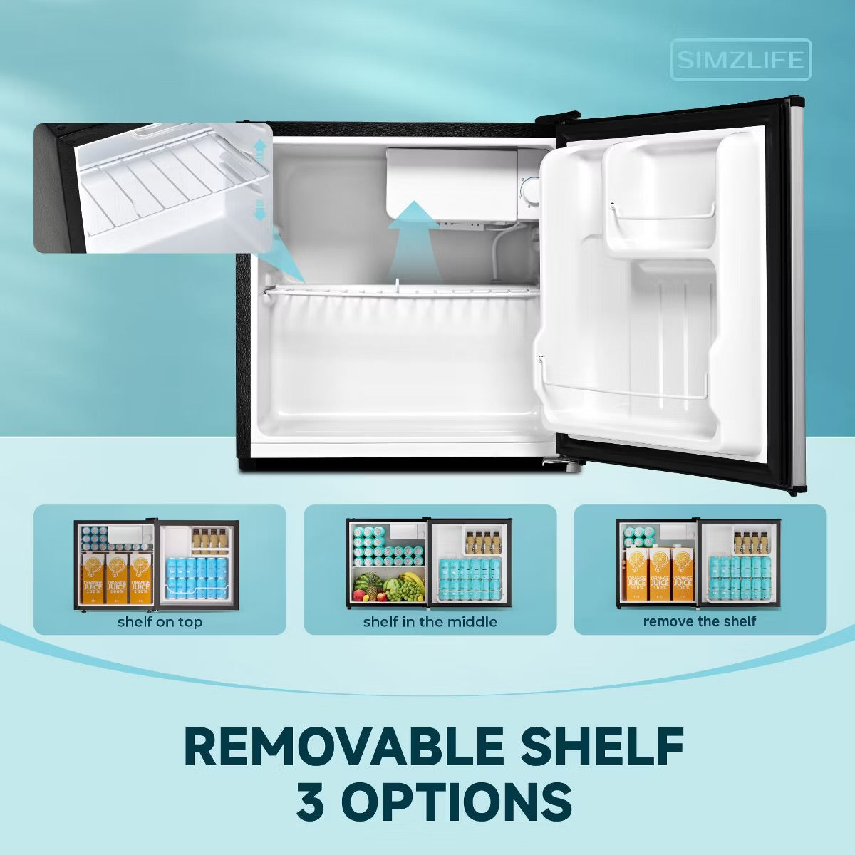 Simzlife 1.6 Cu.Ft. Mini Fridge with Freezer,Single Door Compact Refrigerator