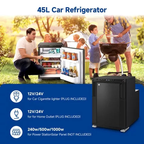 45L RV Refrigerator,APP Control,Refrigeration range (-4℉-46℉),3 levels((H/M/L)) of battery protection, mini fridge for camping, picnics, road trips