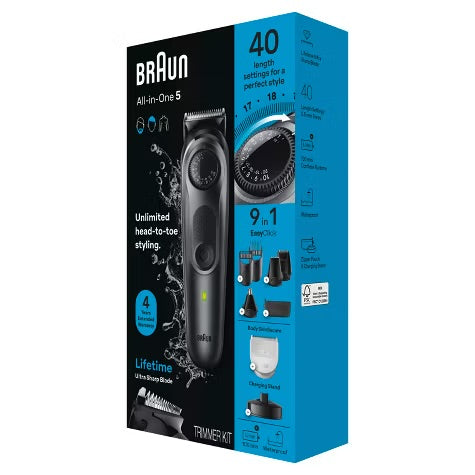 BRAUN ALL-IN-ONE STYLE KIT SERIES 5 AIO5490 RECHARGEABLE 9-IN-1 BODY, BEARD & HAIR TRIMMER