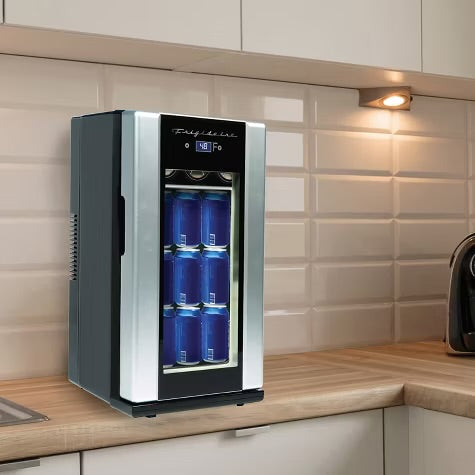Frigidaire® 12.68-Qt./18-Cans/4-Wine-Bottles 40-Watt Retro Beverage Fridge with Temperature Control in Silver