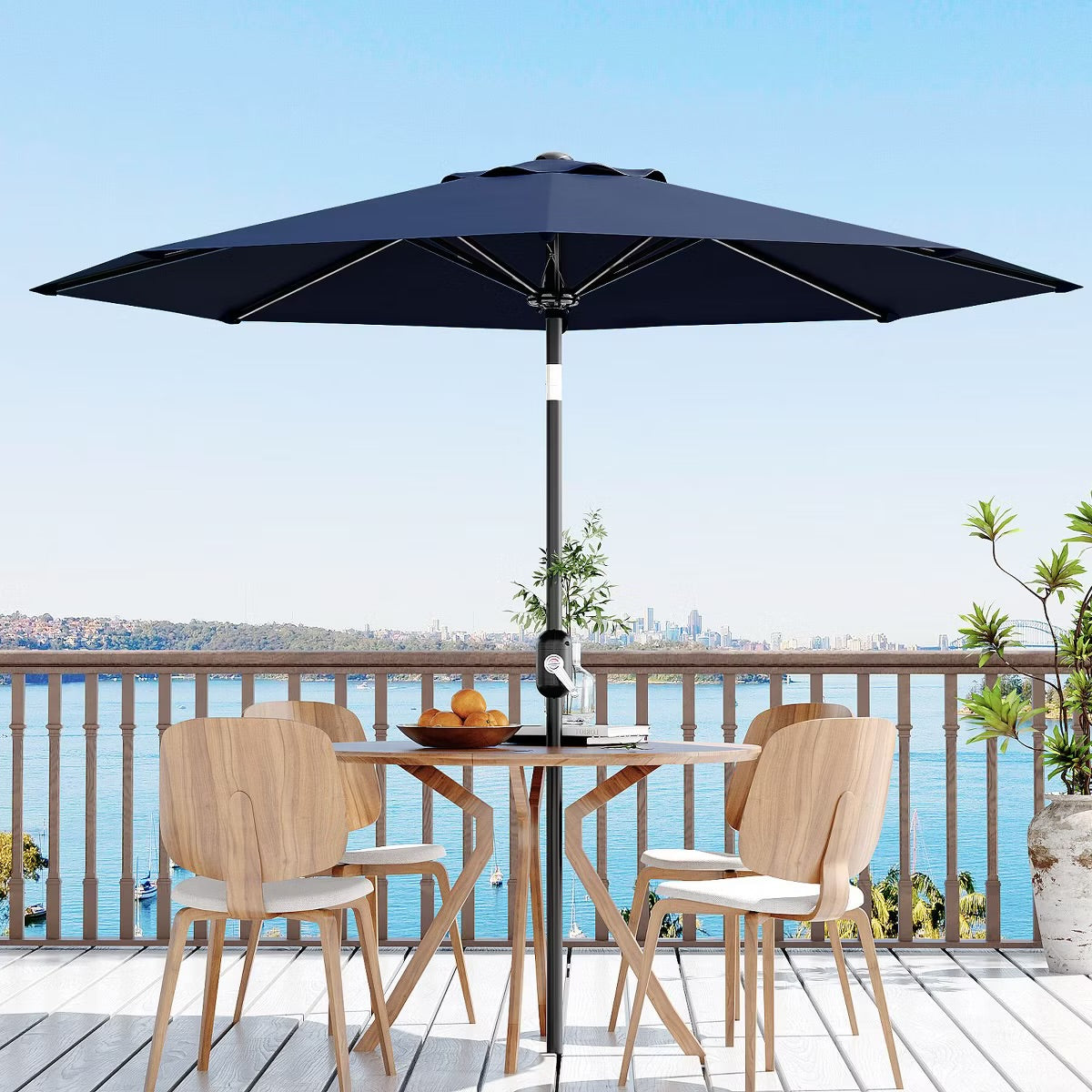 9' Outdoor Patio Umbrella, Outdoor Table Umbrella, Yard Umbrella, Market Umbrella with 8 Sturdy Ribs, Push Button Tilt and Crank