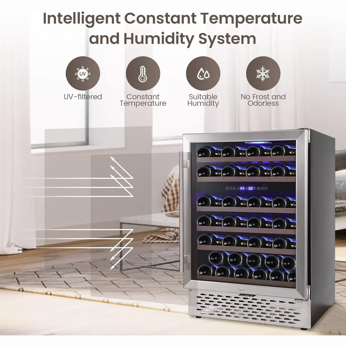 Wine Cooler Refrigerator 2 Zone Glass Door Fridge Touch Control
