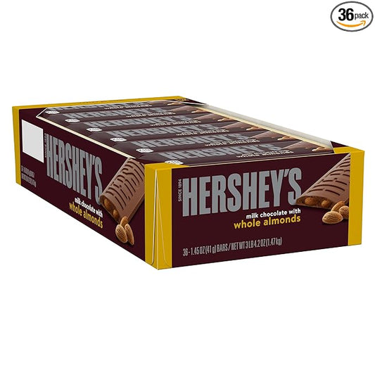 Hershey's Milk Chocolate with Whole Almonds Candy Bar, 1.45 oz., 36/Box (HEC24100)