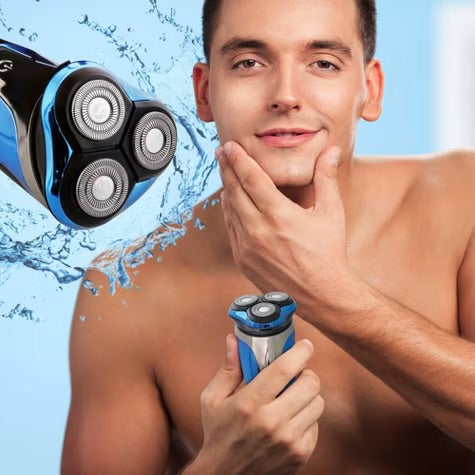 Barbasol LCD Display Wet and Dry 3 Head Rechargeable Rotary Shaver with Pop Up Trimmer - 2ct