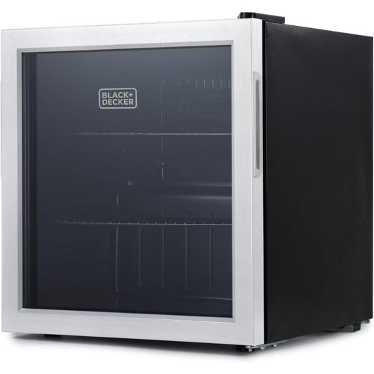 BLACK+DECKER 1.7 Cu. Ft. Beverage Cooler with Double Pane Glass Door, Drink Fridge & Beverage Refrigerator with 63-Can Capacity