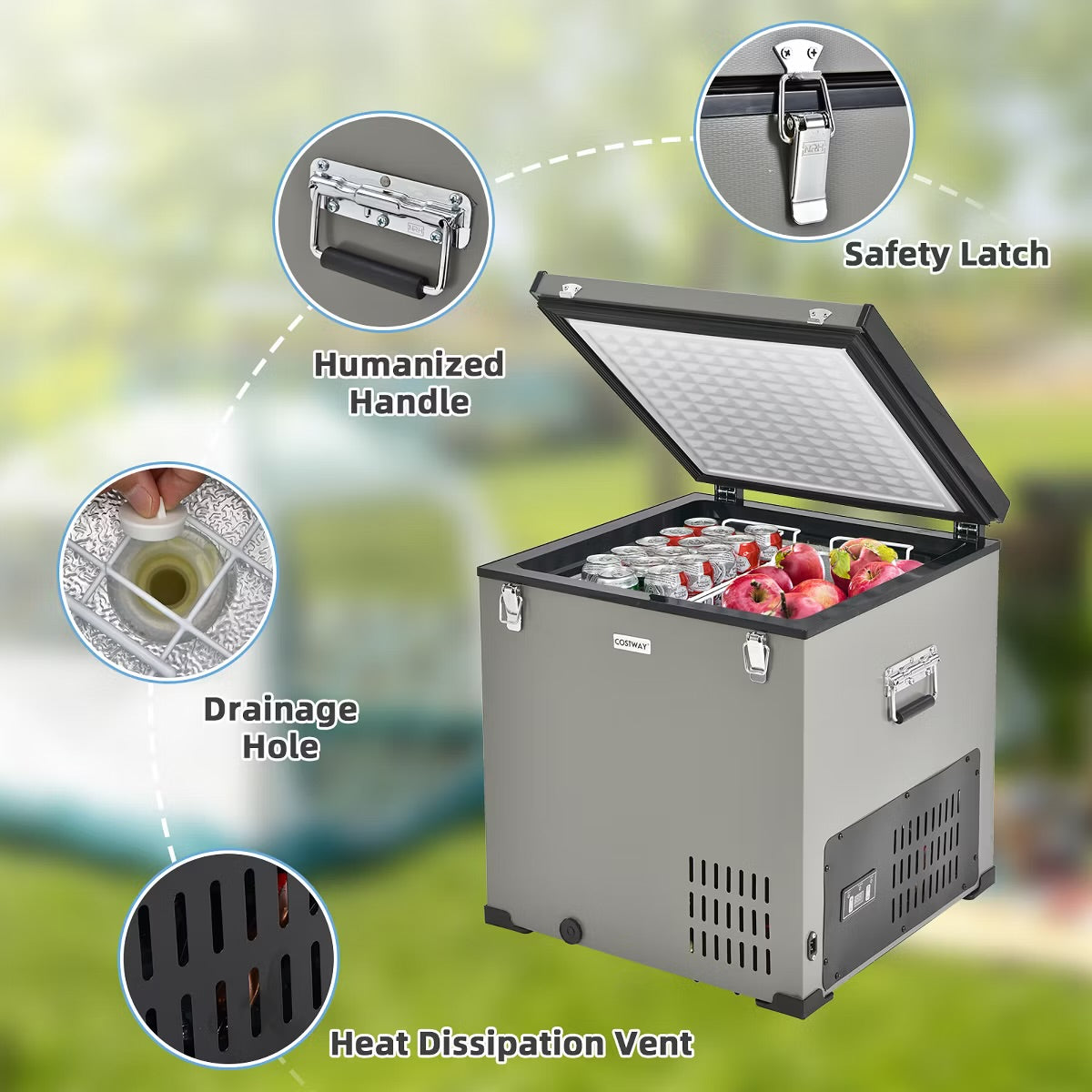 Costway 68 Quart Car Refrigerator 12V Portable Car Freezer Fridge w/DC & AC Adapter