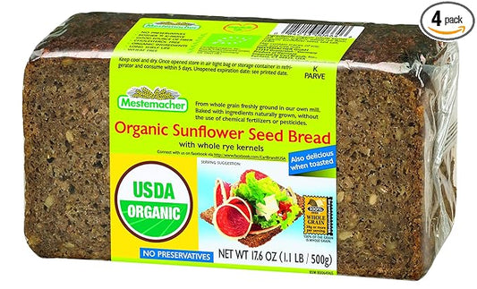 Zucchini BreadMestemacher Bread Organic Sunflower Seed, 17.6-Ounce (Pack of 4), 70.4 Ounce
