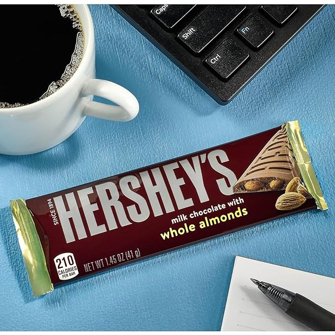 Hershey's Milk Chocolate with Whole Almonds Candy Bar, 1.45 oz., 36/Box (HEC24100)