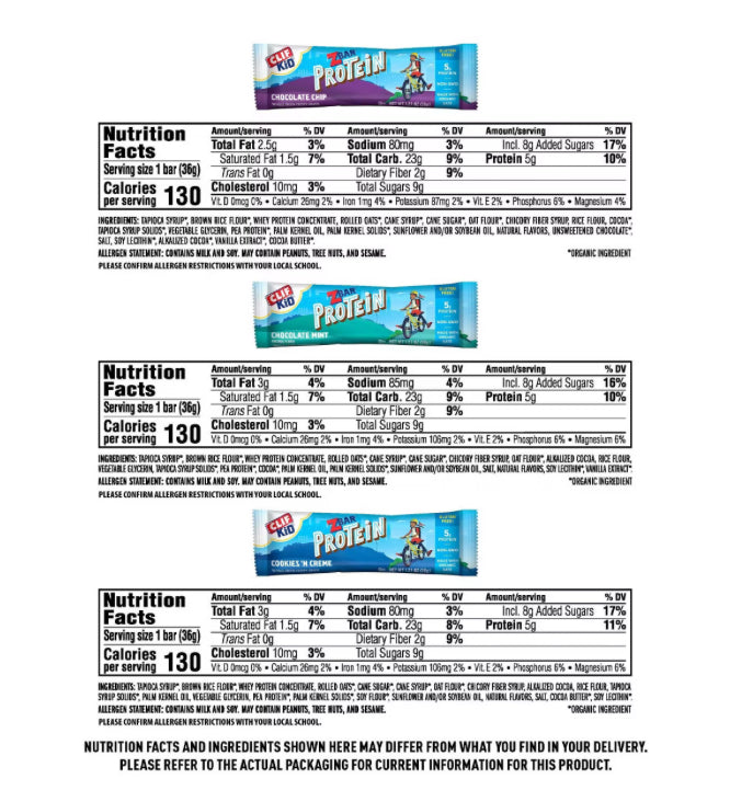 CLIF KID ZBAR Protein Snack Bar Variety Pack - 20.32oz/16ct
