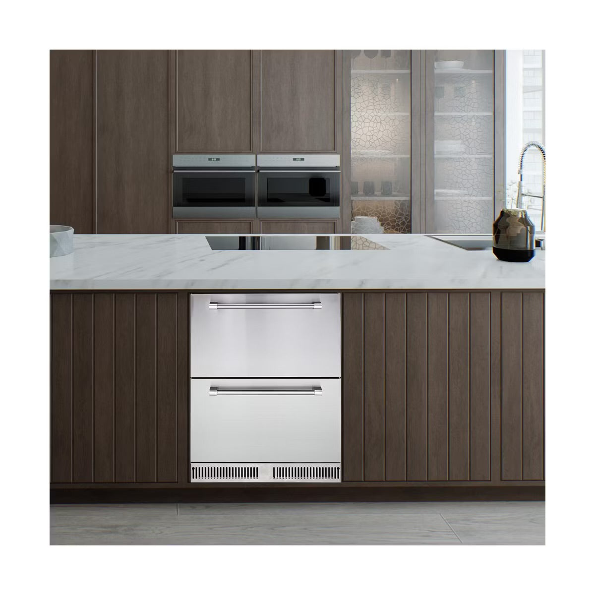 24 Inch Outdoor Drawer Fridge, Counter Double Drawer Beverage Refrigerator