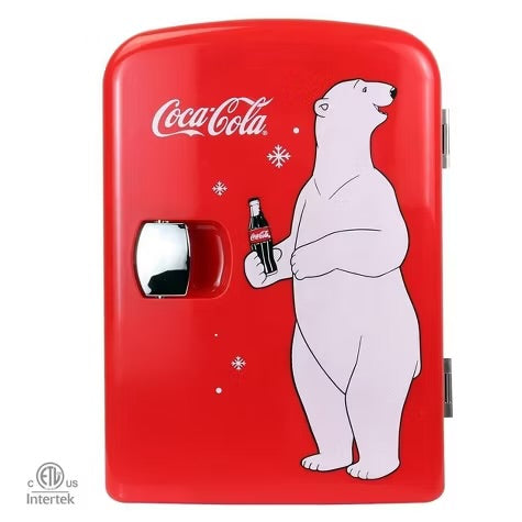Coca-Cola Polar Bear 4L Cooler/Warmer 12V DC 110V AC Mini Fridge - Red: Thermoelectric Dorm Refrigerator, 6 Can Capacity