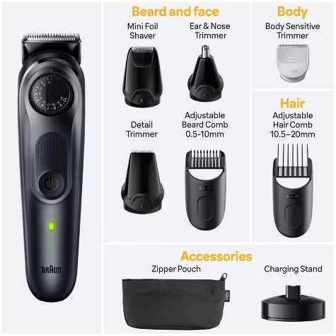 BRAUN ALL-IN-ONE STYLE KIT SERIES 5 AIO5490 RECHARGEABLE 9-IN-1 BODY, BEARD & HAIR TRIMMER