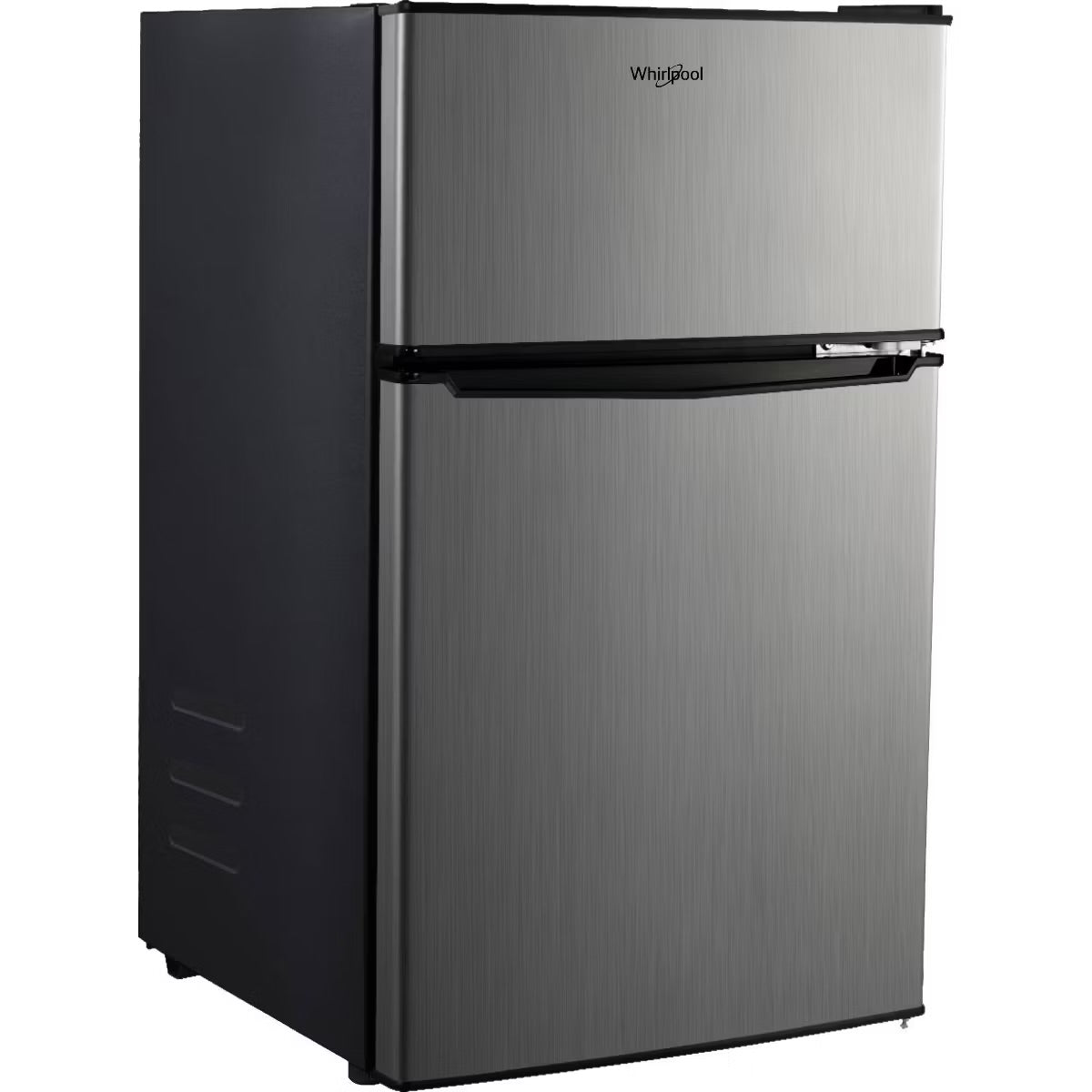 Whirlpool 3.1 cu ft Mini Refrigerator Stainless Steel WH31S1E: Energy Star Certified Dorm Fridge, Reversible Door, 2 Shelves
