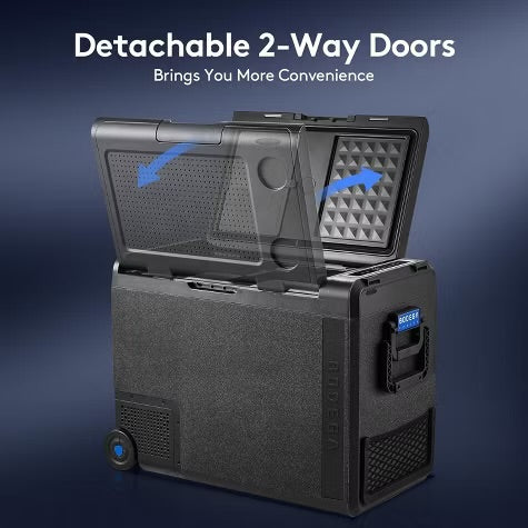 12 Volt Car Fridge,61 Quarts (58L),APP control,-4℉-68℉,Low noise cooler,H/M/L protection system,Cup slots design,Battery Protection,Two-way cover