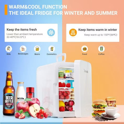 AstroAI Mini Fridge,15 Can 10 Liter Mini Refrigerator Cooler Warmer, AC/DC Thermoelectric Skincare Fridge for Beverage, Bedroom