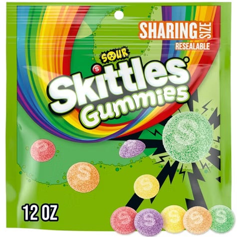 Skittles Sour Gummies Candy, Chewy Sour Candies Sharing Size Bag - 12oz