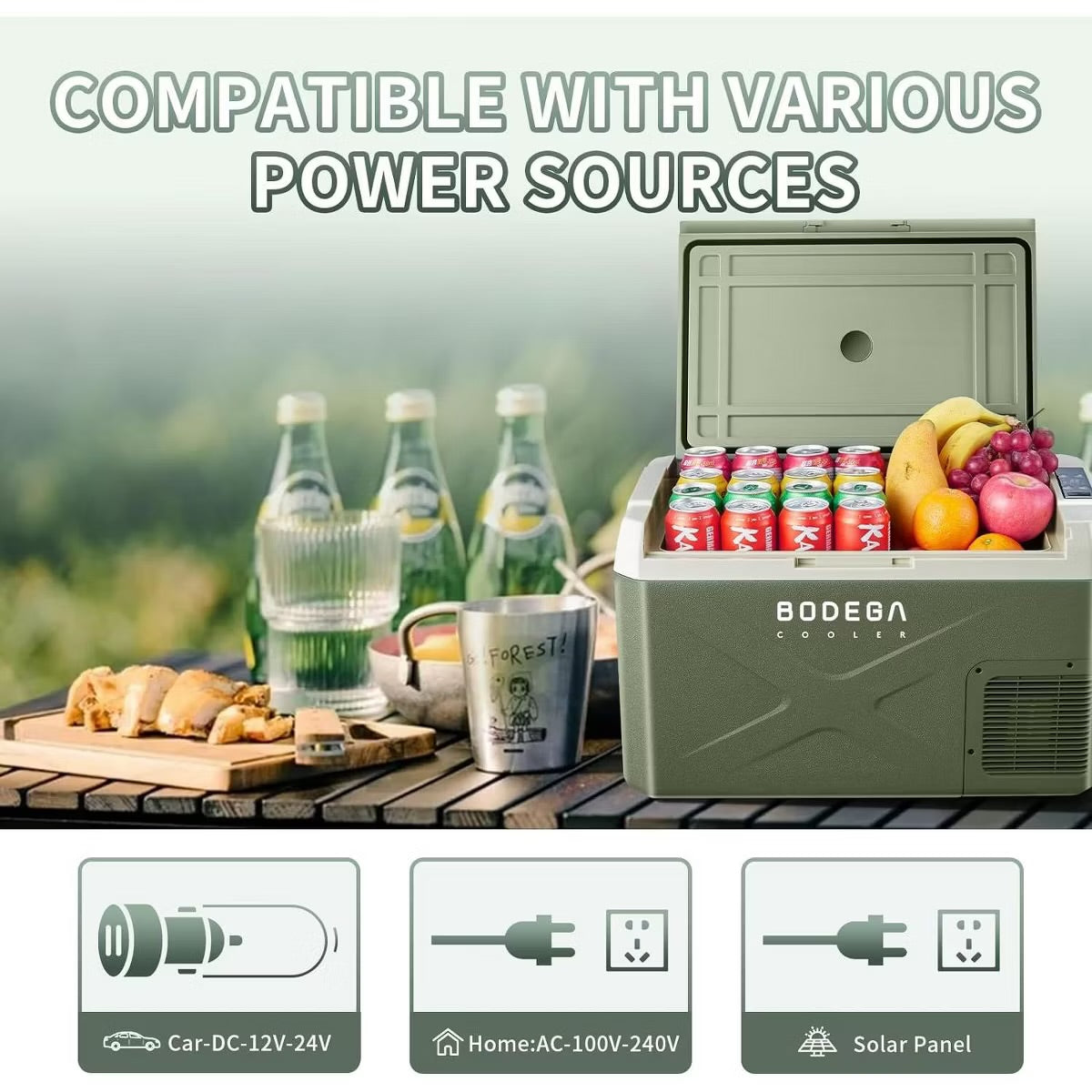 12 Volt Car Refrigerator, Electric Cooler Portable fridge WIFI APP Control, 32Quart(30L) -4℉-68℉, 12/24V DC100-240 Volt AC,Multi-ways to power