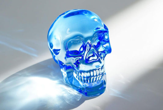 HDCRYSTALGIFTS 3 Inch Multi-Color Crystal Human Skull Model Statue for Home Decor, Halloween Head Figurine Decoration Gift, Art Glass Day of The Dead Sculpture Collections