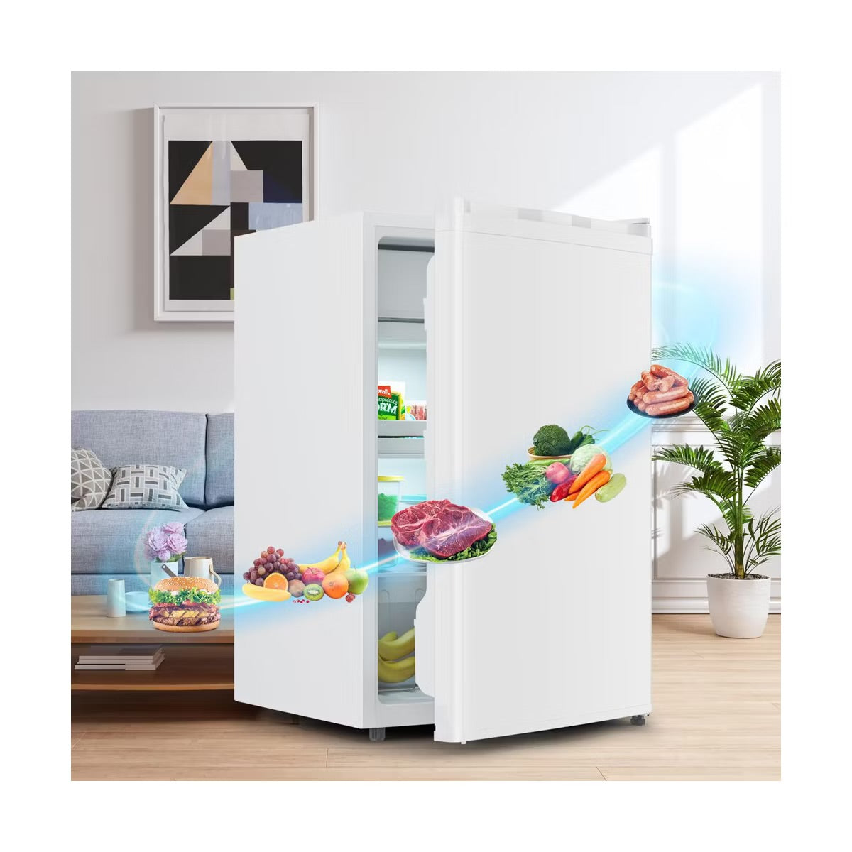 4.3 Cu.Ft Mini Fridge with Freezer, Single Door Mini Fridge, 7 Settings Temperature Adjustable