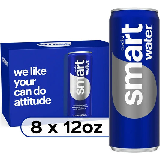 smartwater vapor distilled premium water cans, 12 fl oz 8 pack