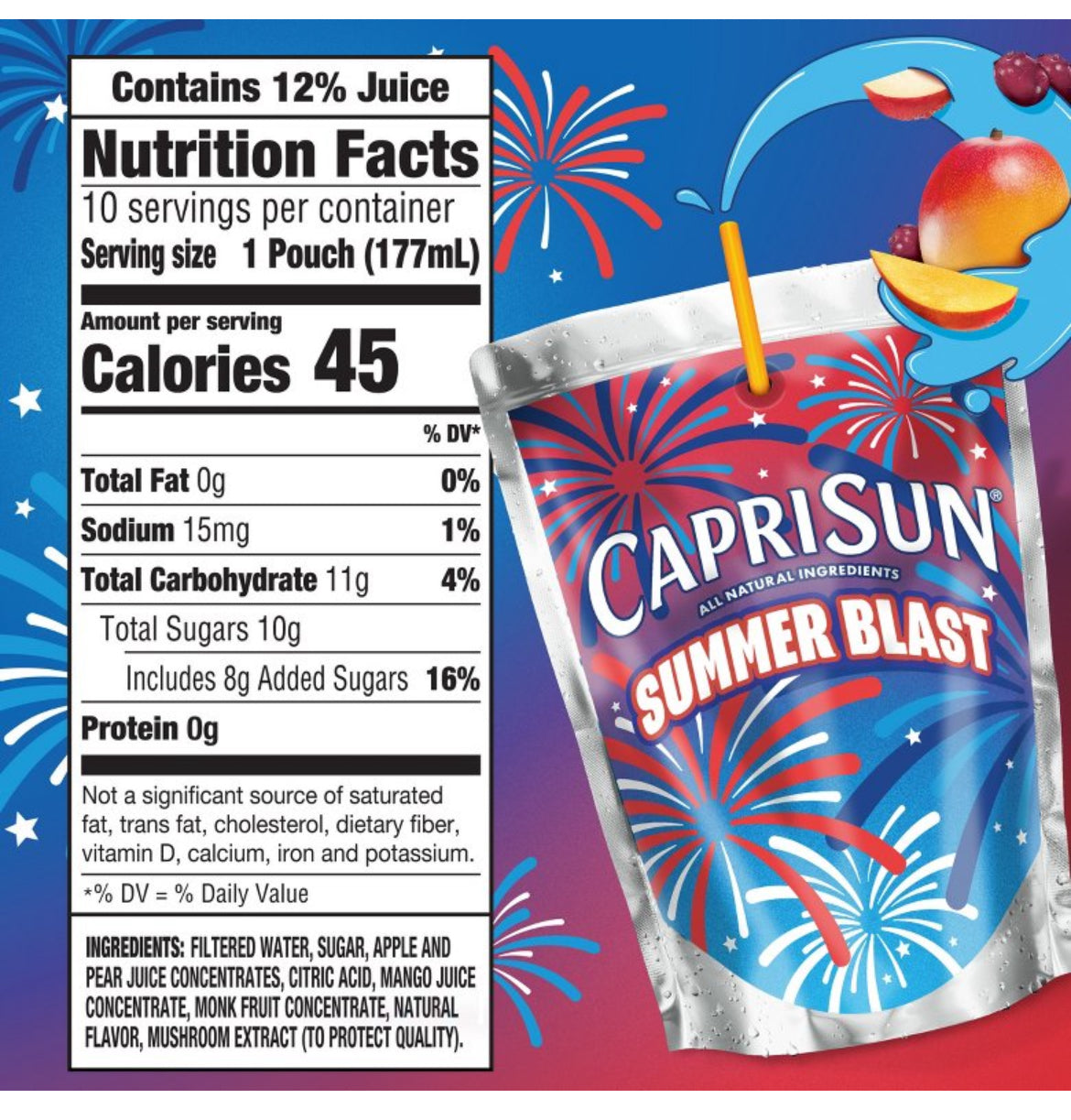 Capri Sun Summer Blast Passionfruit Mango Juice Boxes- 10pk/6 fl oz Pouches