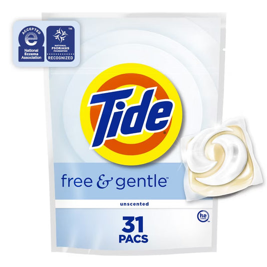 Tide Pods HE Compatible Laundry Detergent Pacs - Free & Gentle