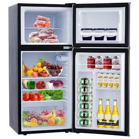 4.5 Cu.Ft Mini Fridge with Freezer – Double-Door Compact Refrigerator w/ 5-Temp Adjustable Thermostat