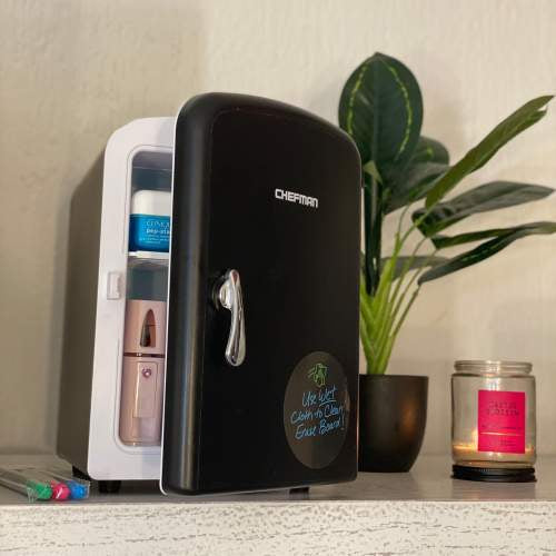 Chefman Portable 6-Can Mini Fridge with Dry Erase Door - Black