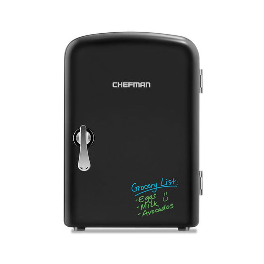 Chefman Portable 6-Can Mini Fridge with Dry Erase Door - Black