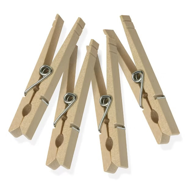 50pk Clothespins Light Brown - Wooden Clothing Pins, Hardwood, 3.25" Length, 50 Count