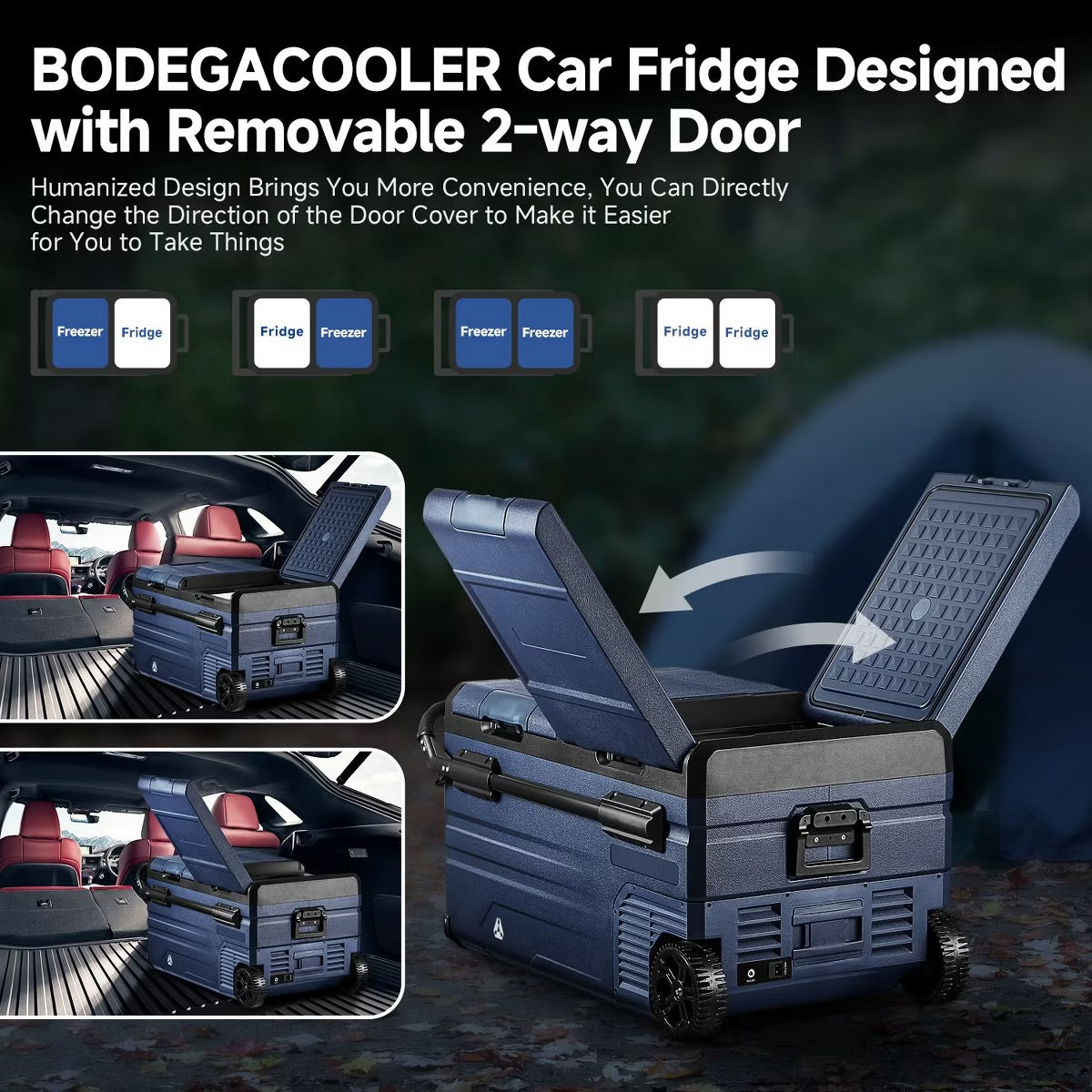 12 Volt Car Refrigerator, Portable Freezer Dual Zone APP Control, 52 Cans Fridge 12/24V DC and 100-240V AC
