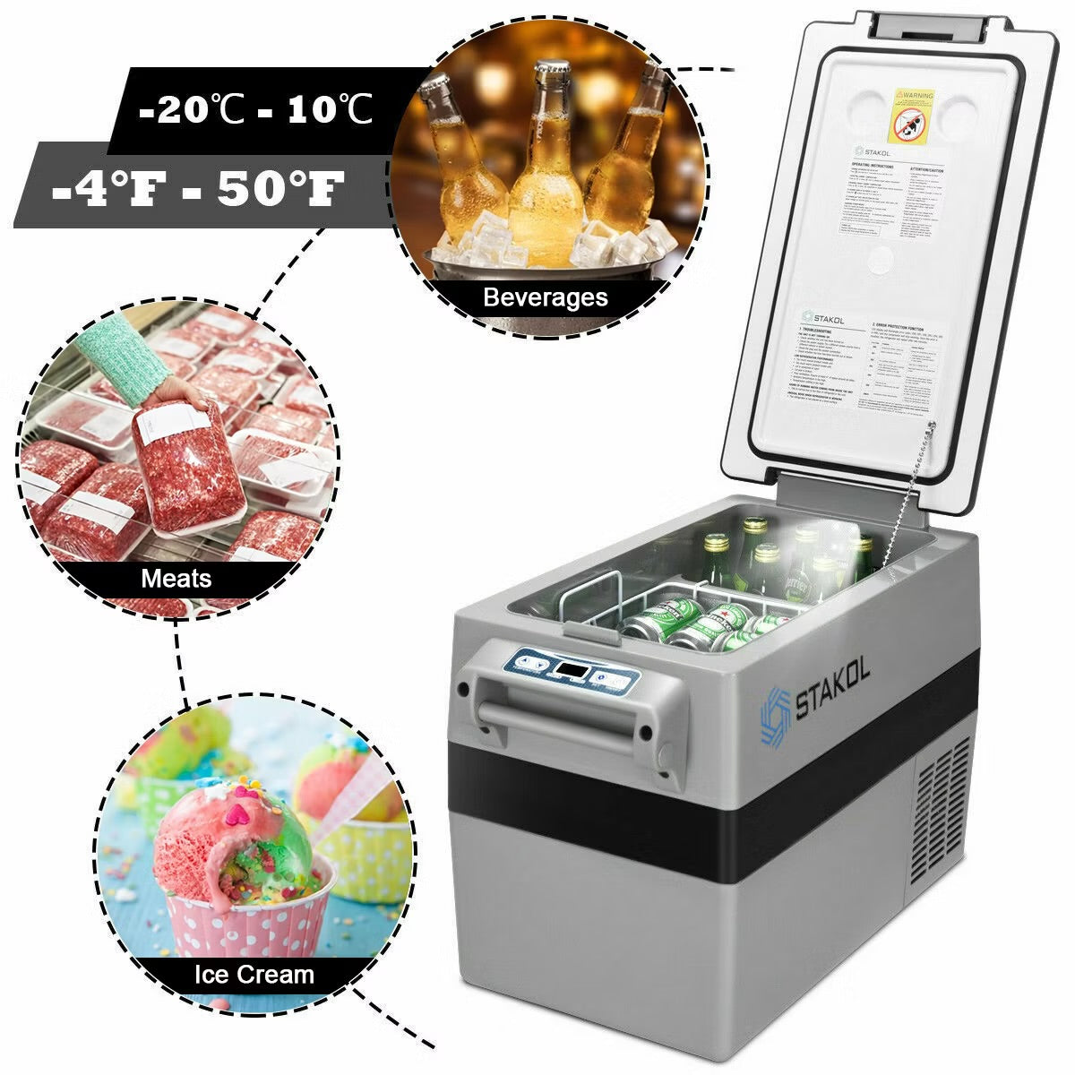 44 Quarts Portable Electric Car Cooler Refrigerator/Freezer Compressor for RVs Camping