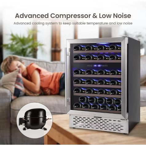 Wine Cooler Refrigerator 2 Zone Glass Door Fridge Touch Control