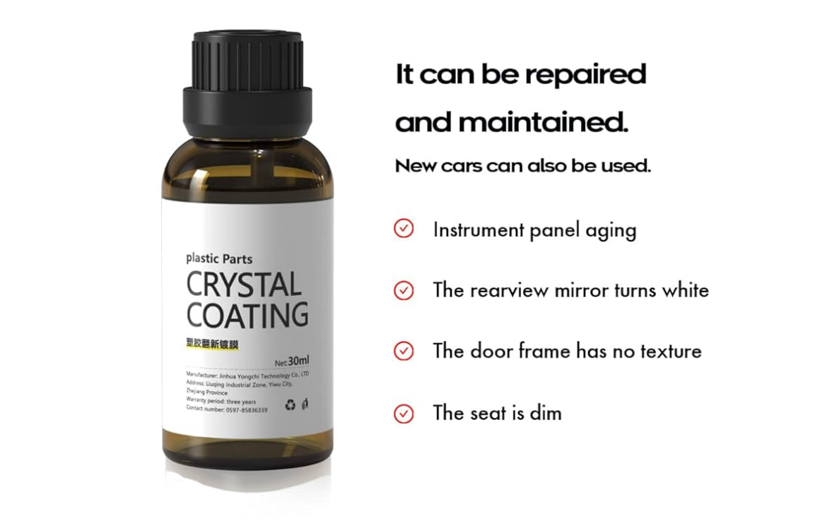 2 Pack Plastic Repairer for Cars Resists Water, UV Rays, Dirt, Ceramic Coating, Not Dressing, Last Over 200 Washes, Highly Concentrated, 30ml