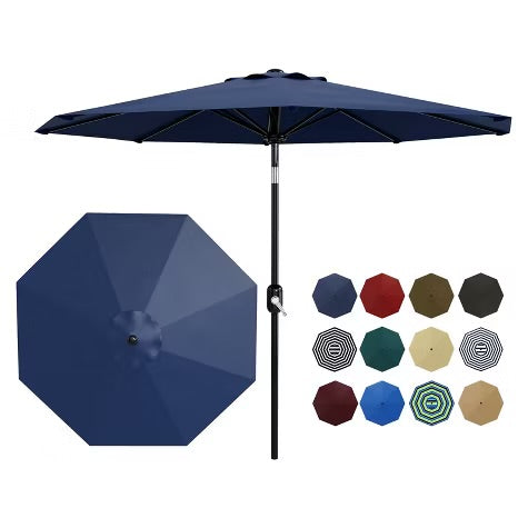 9' Outdoor Patio Umbrella, Outdoor Table Umbrella, Yard Umbrella, Market Umbrella with 8 Sturdy Ribs, Push Button Tilt and Crank